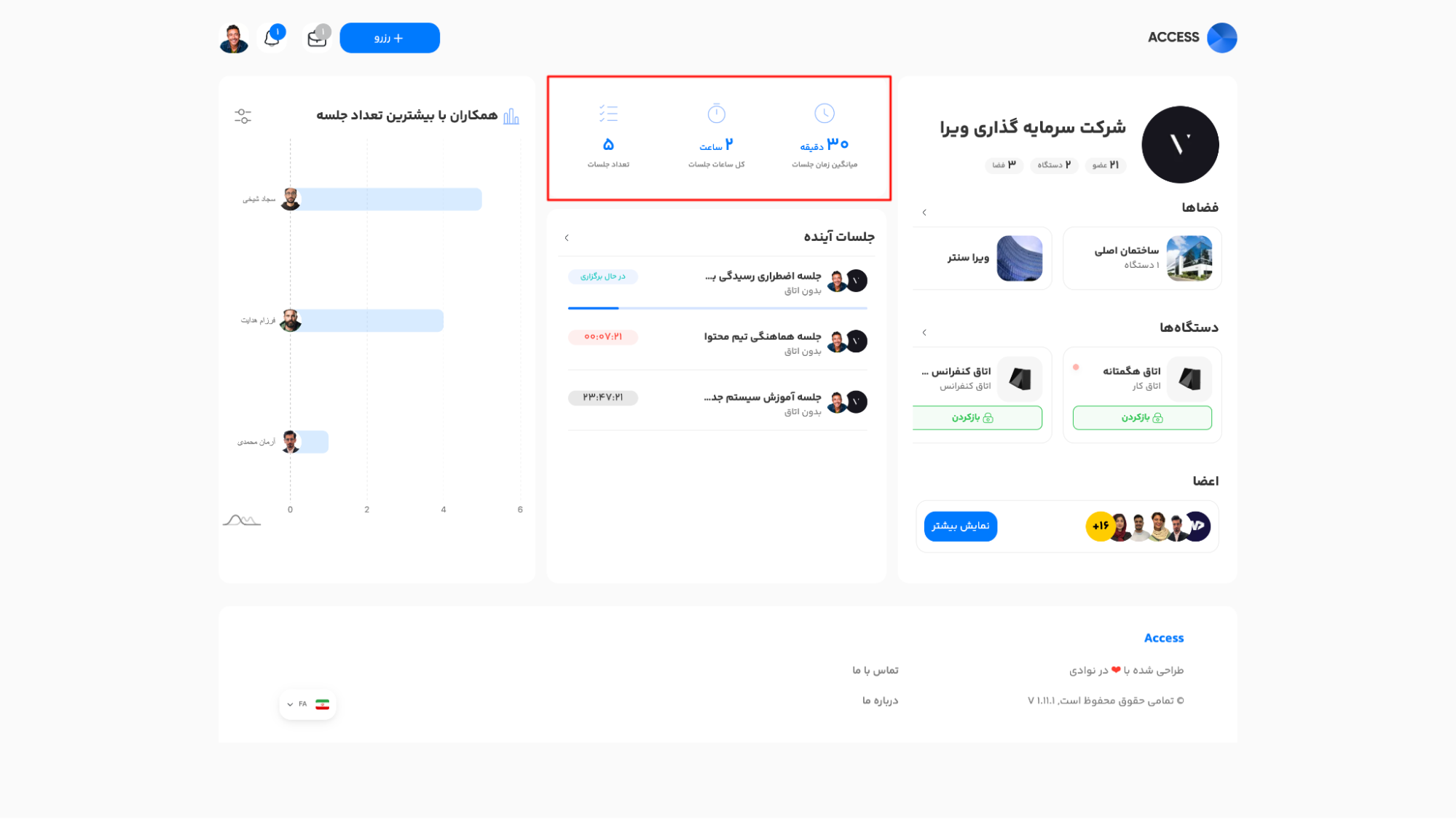 گزارش زمانبندی جلسات