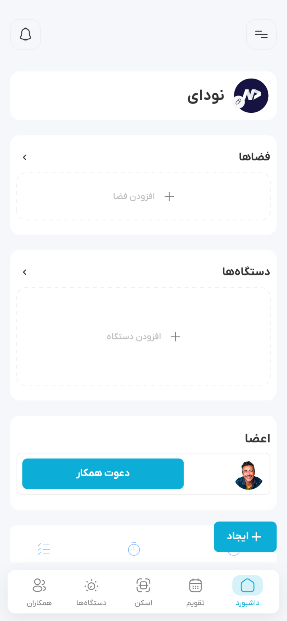 داشبورد شرکت پس از ایجاد